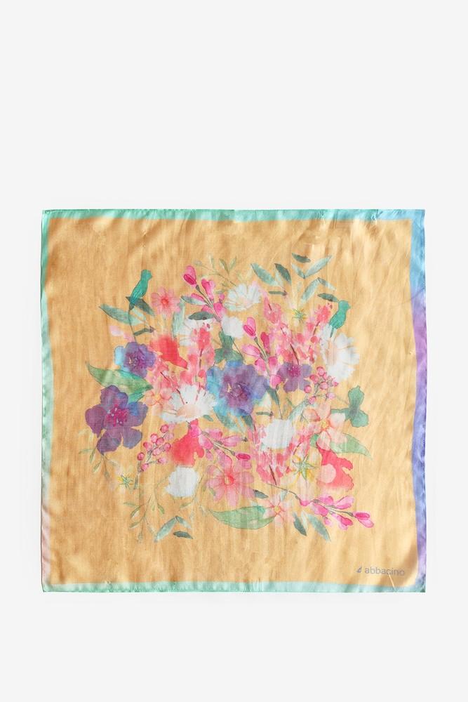 Abbacino Bandana de mujer de seda con estampado floral en naranja Descuento