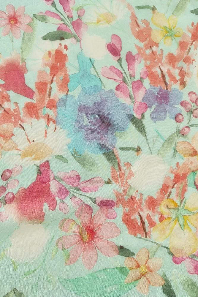 Abbacino Bandana de mujer de seda con estampado floral en turquesa Últimos 2 días
