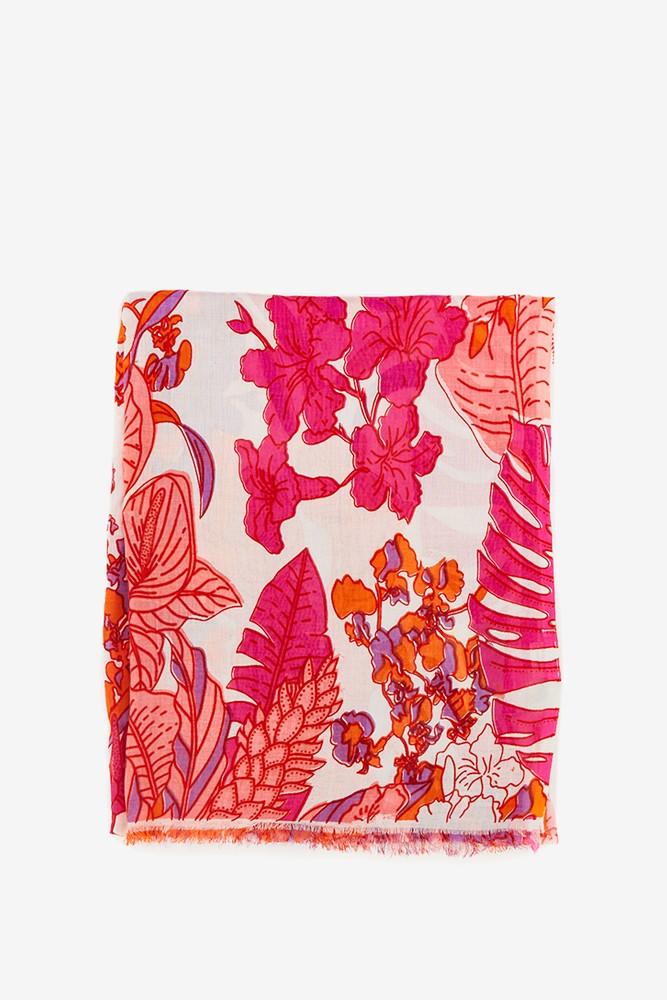 Abbacino Pañuelo de viscosa con estampado floral en tonos fucsia Ahorra y exporta