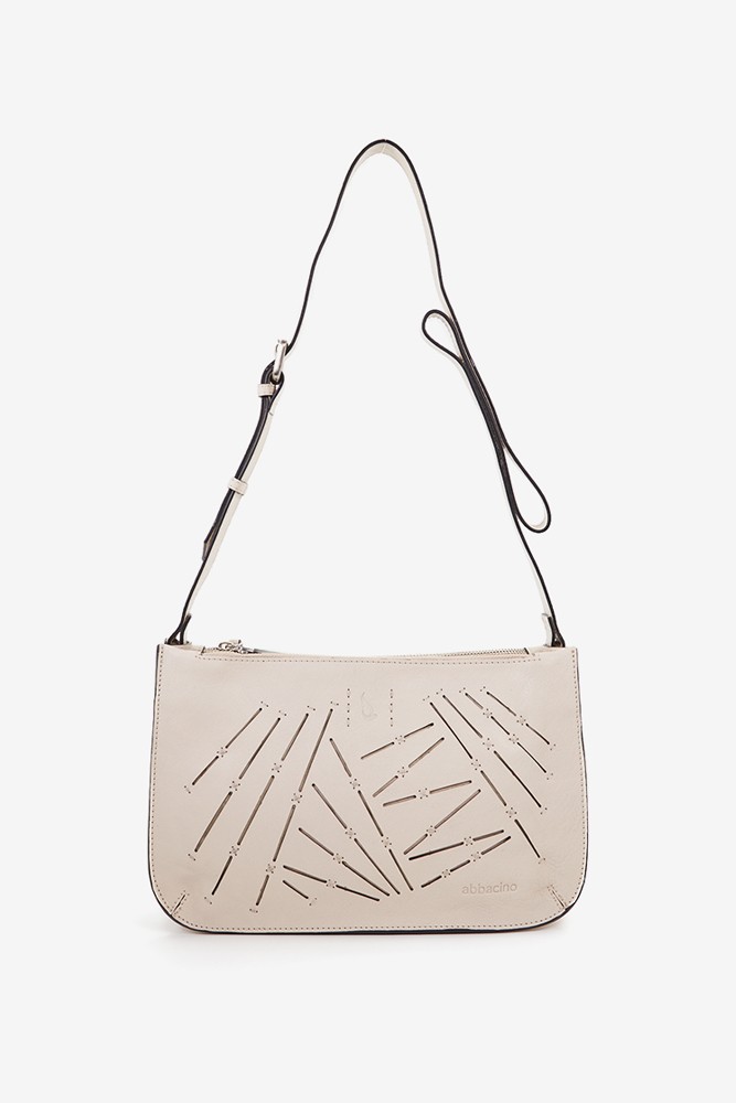 Abbacino Bandolera de mujer en piel troquelada beige Outlet