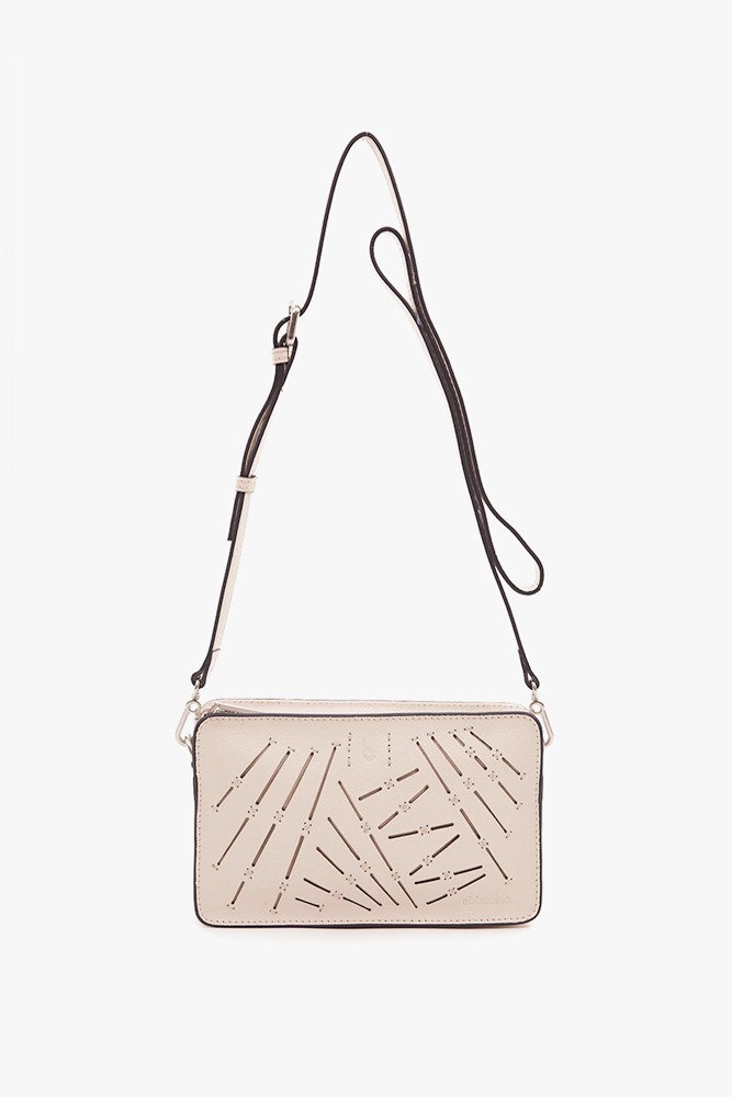 Abbacino Bandolera mini de mujer en piel troquelada beige Rebajas