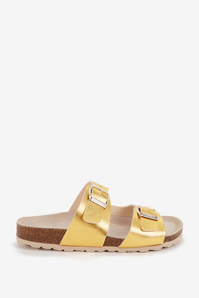 Abbacino Sandalia plana de mujer en dorado Rebajas top