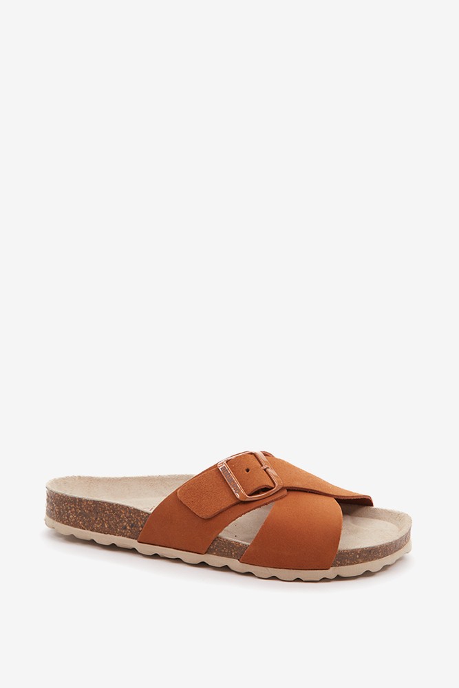 Abbacino Sandalia plana con hebilla de mujer en cognac COMPRAR AHORA