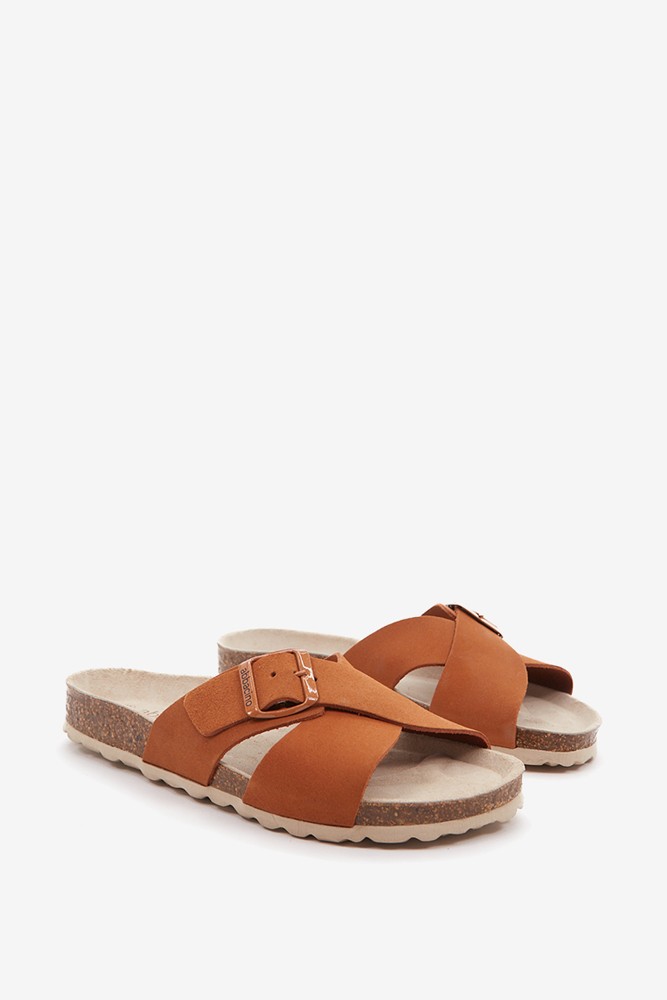 Abbacino Sandalia plana con hebilla de mujer en cognac COMPRAR AHORA