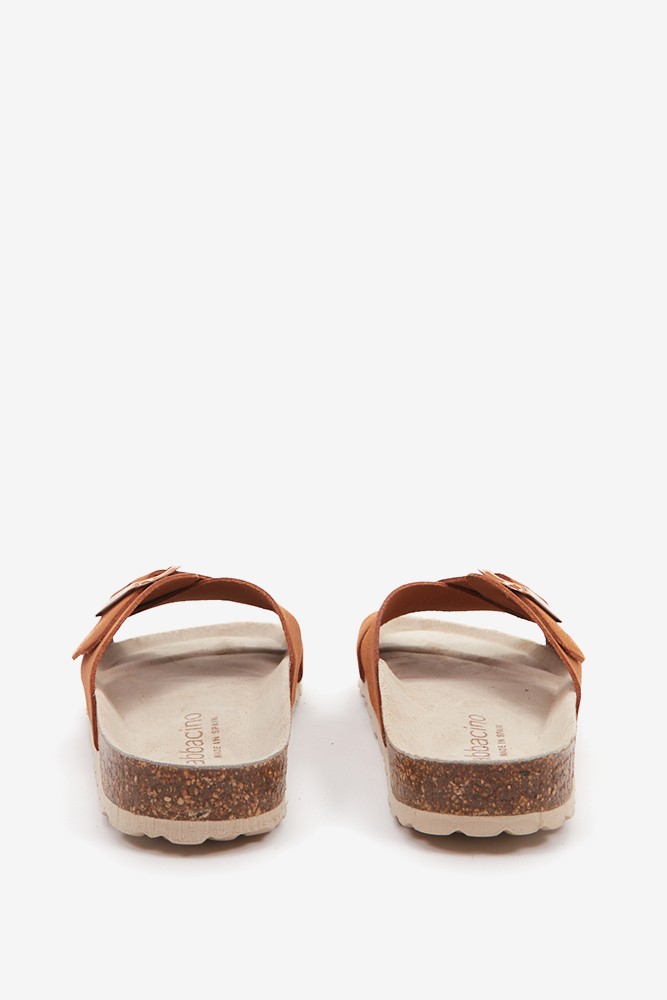 Abbacino Sandalia plana con hebilla de mujer en cognac COMPRAR AHORA