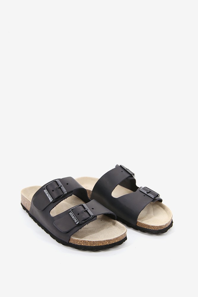 Abbacino Sandalia plana de mujer de piel en negro Ofertas especiales