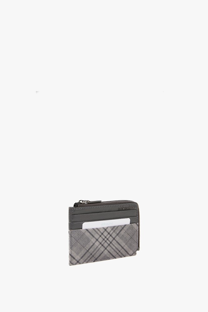 Abbacino Monedero-tarjetero de mujer de piel con print a cuadros gris Tienda