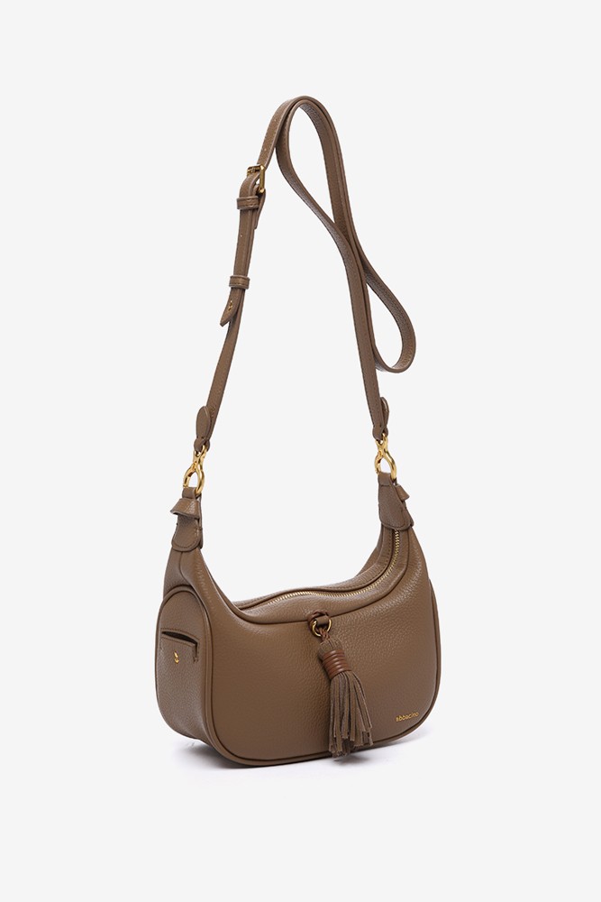 Abbacino Bandolera con borla en materiales reciclados taupe