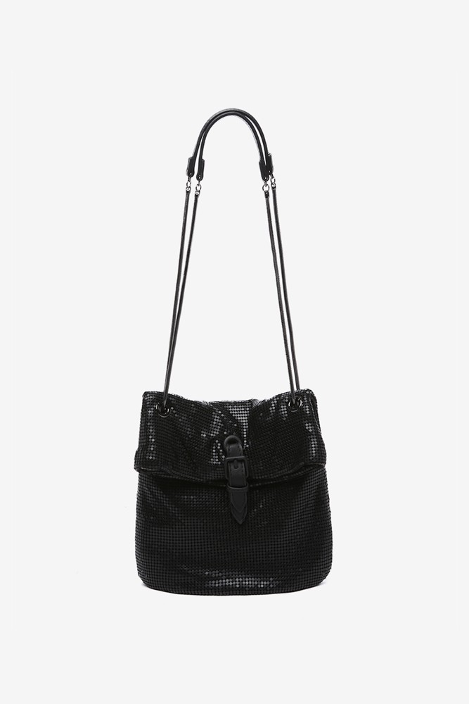 Abbacino Bolso media luna en malla metálica negra Descuento por venta flash