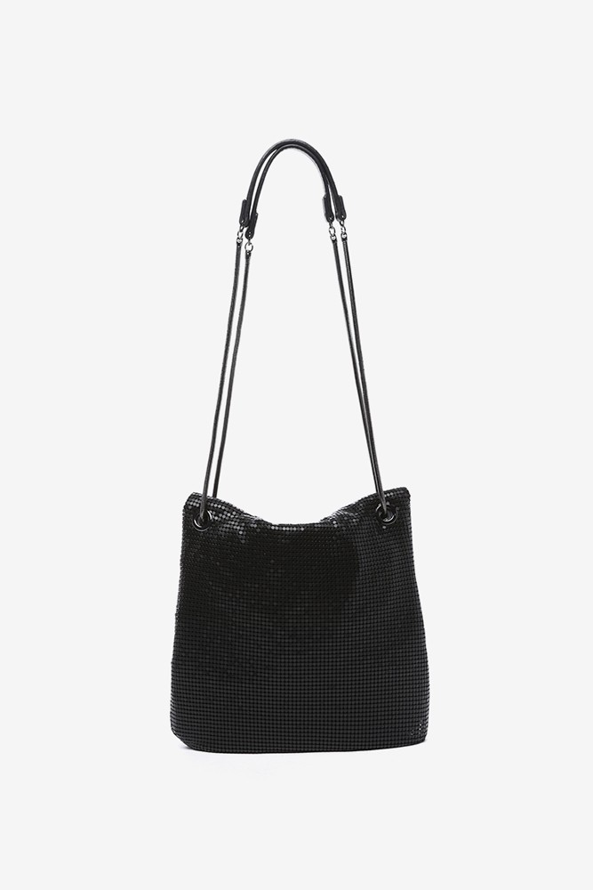 Abbacino Bolso media luna en malla metálica negra Descuento por venta flash