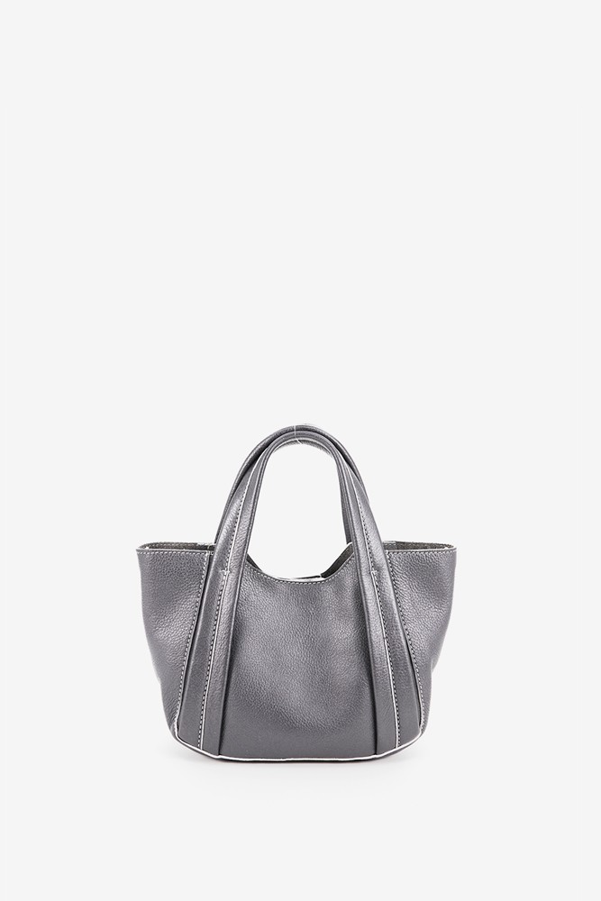 Abbacino Bolso de mano pequeño de piel en plata Rebajas de fin de temporada