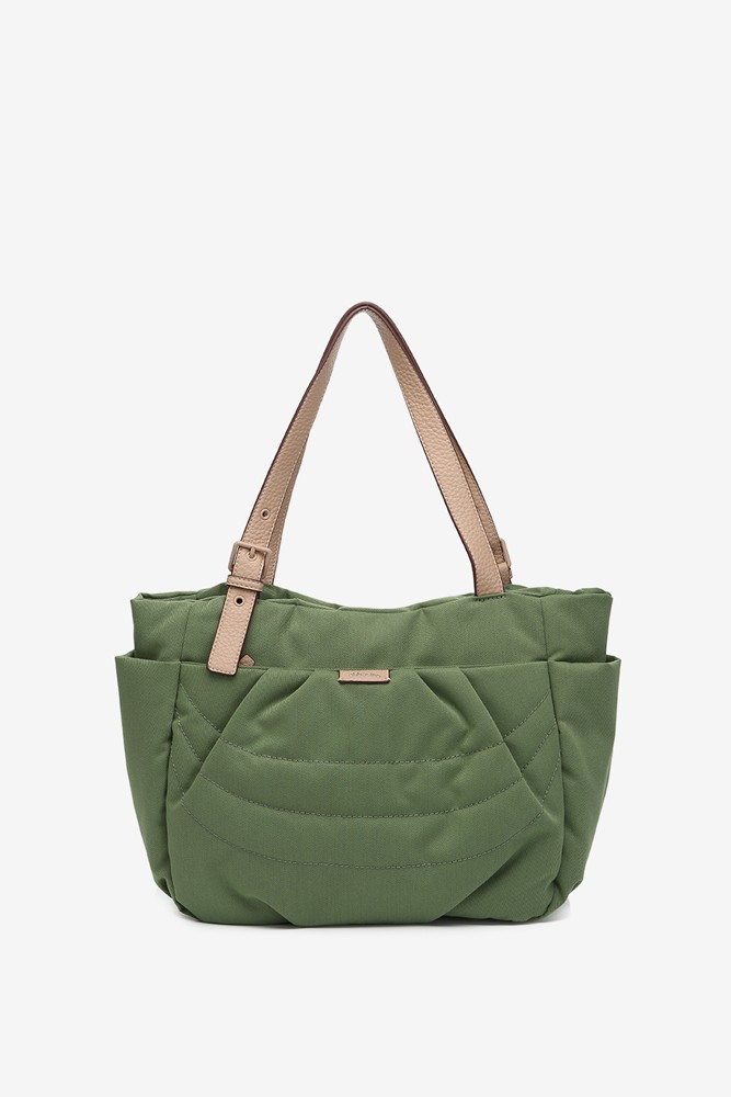 Abbacino Bolso shopper en materiales reciclados y acolchados verde Venta caliente
