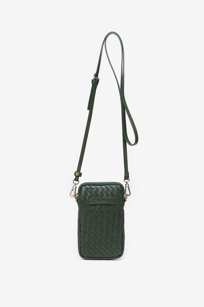 Abbacino Bolso para el móvil de piel trenzada en verde En oferta