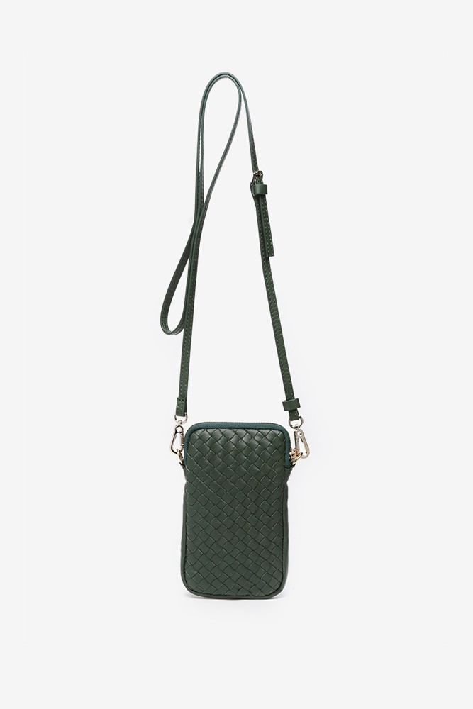 Abbacino Bolso para el móvil de piel trenzada en verde En oferta