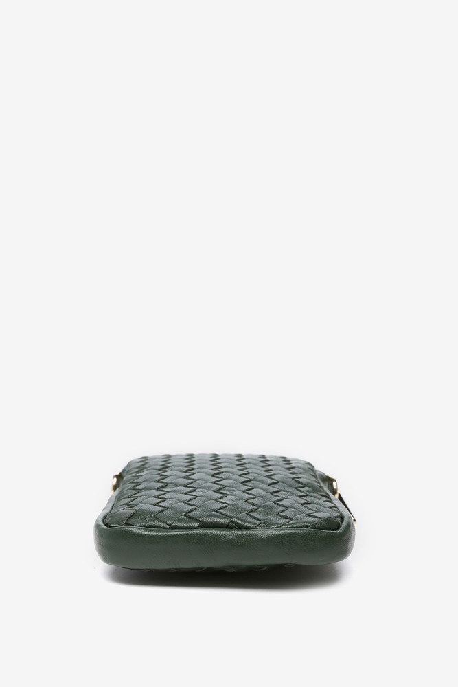Abbacino Bolso para el móvil de piel trenzada en verde En oferta