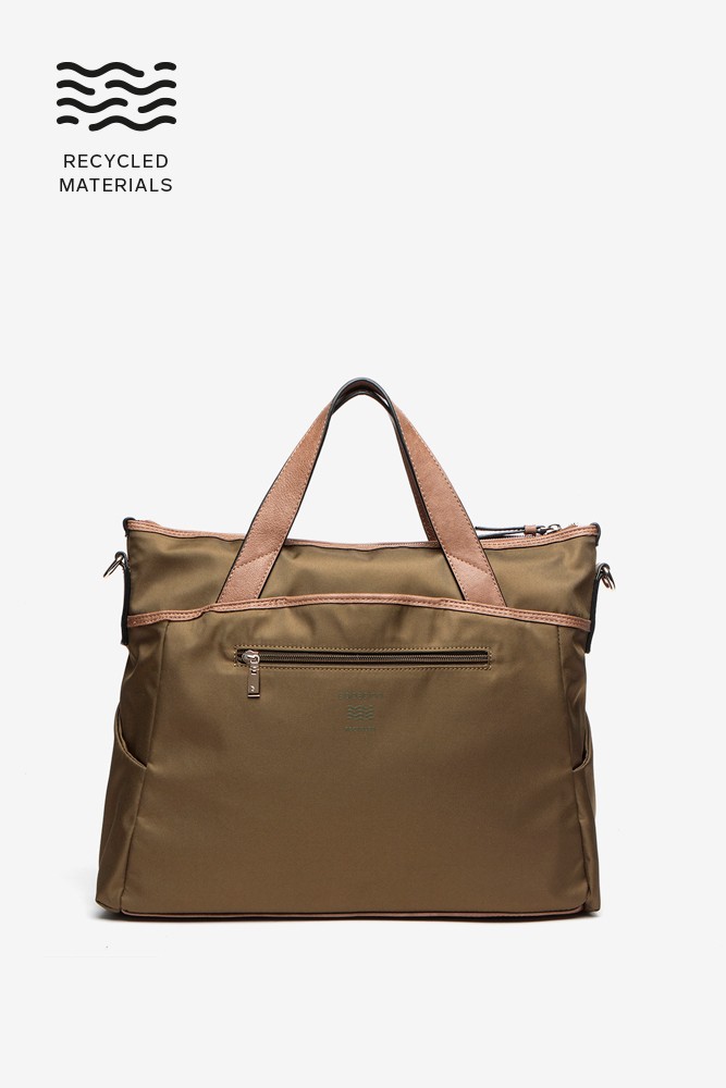 Abbacino Bolso shopper para el portátil en materiales reciclados verde Tienda