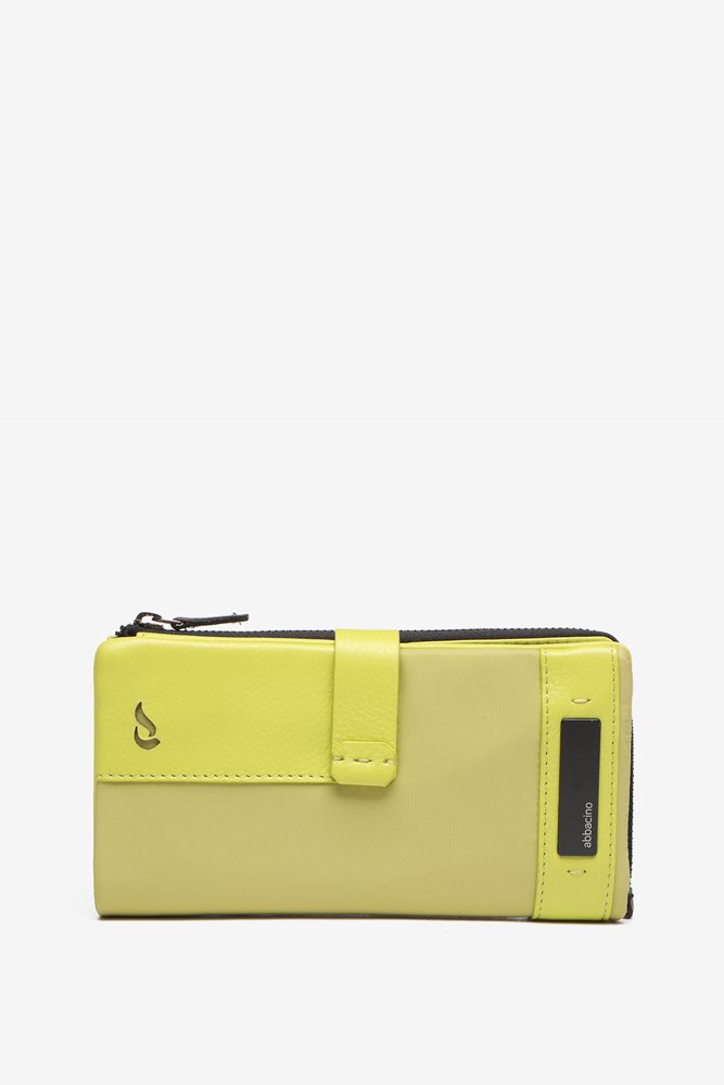 Abbacino Cartera grande de nylon y piel en verde