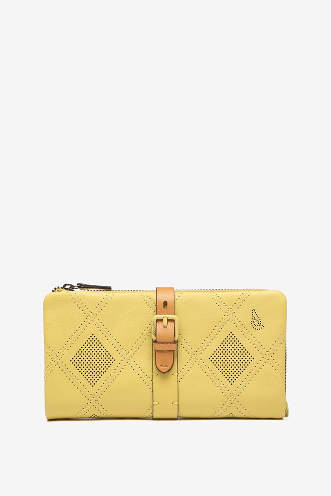 Abbacino Cartera grande de piel troquelada en amarillo Ofertas especiales