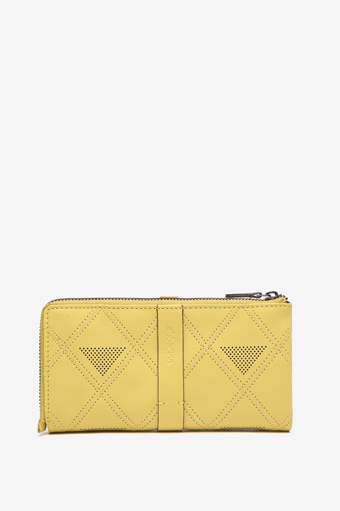 Abbacino Cartera grande de piel troquelada en amarillo Ofertas especiales