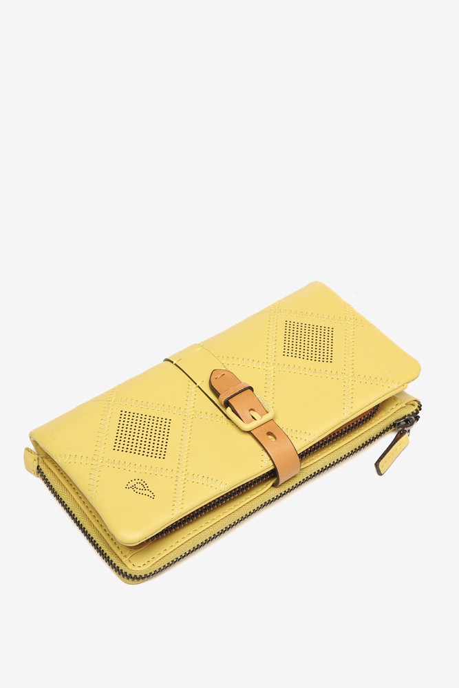 Abbacino Cartera grande de piel troquelada en amarillo Ofertas especiales