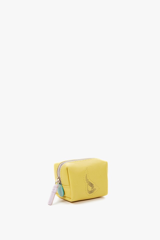 Abbacino Neceser pequeño de mujer en piel con logo troquelado amarillo Precio ultrabajo