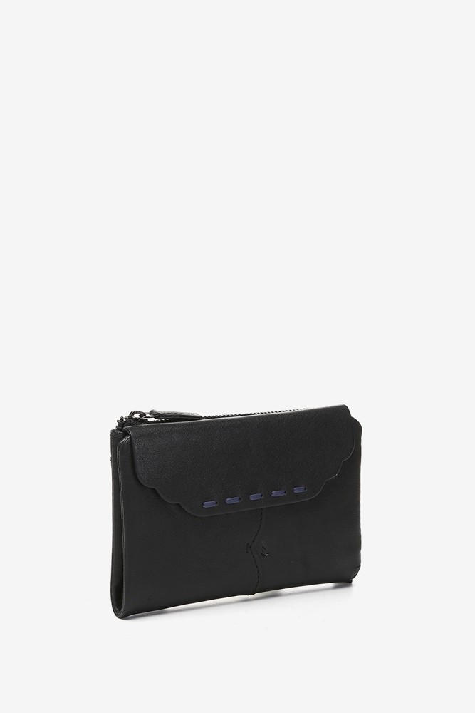 Abbacino Cartera mediana con solapa en piel negra