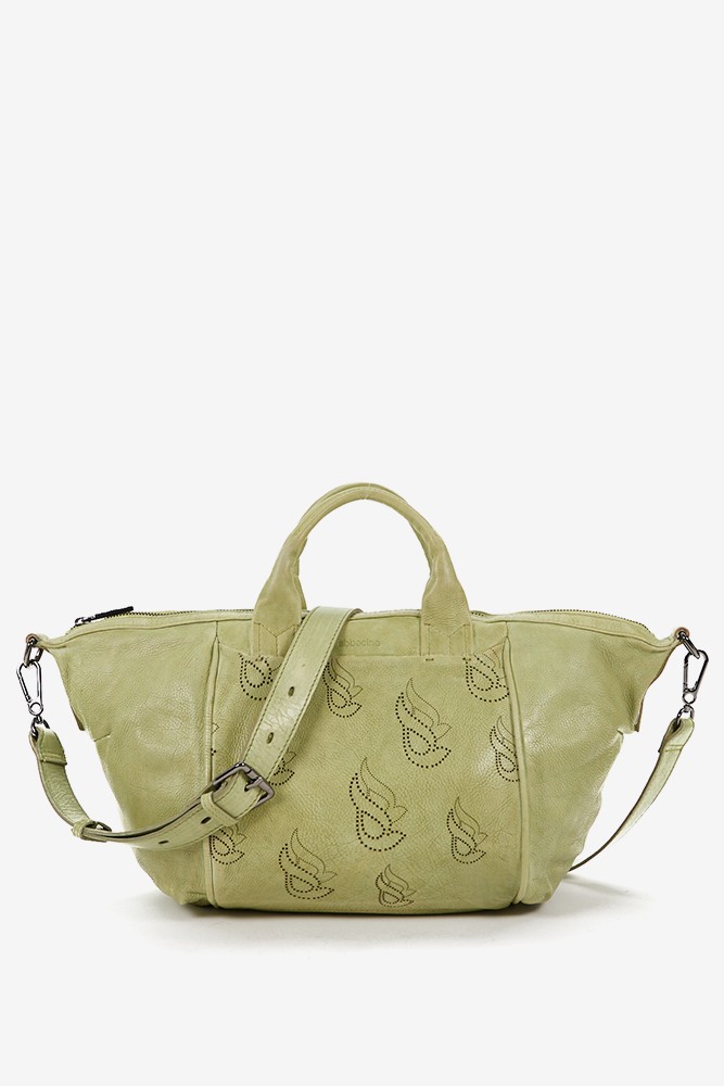 Abbacino Bolso bowling de mujer en piel troquelada verde Libre de impuestos