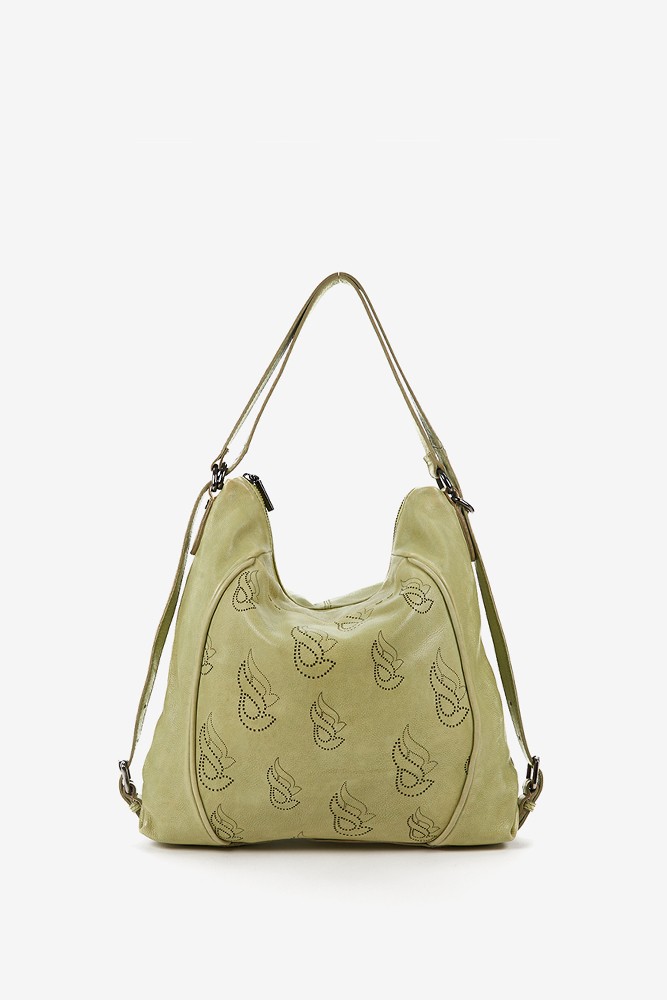 Abbacino Bolso-mochila de mujer en piel troquelada verde Oferta exclusiva