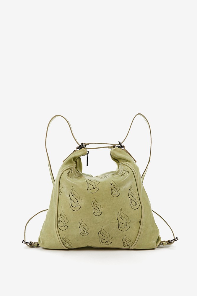 Abbacino Bolso-mochila de mujer en piel troquelada verde Oferta exclusiva
