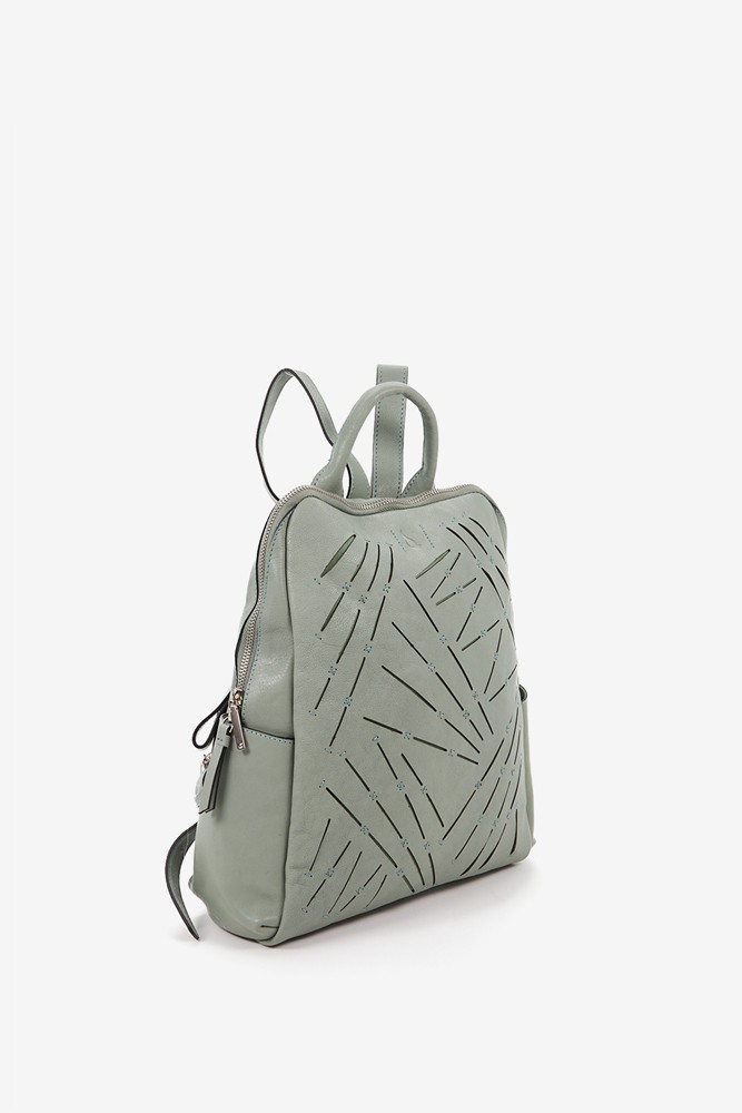 Abbacino Mochila de mujer en piel troquelada verde