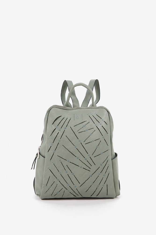 Abbacino Mochila de mujer en piel troquelada verde Precio ultrabajo