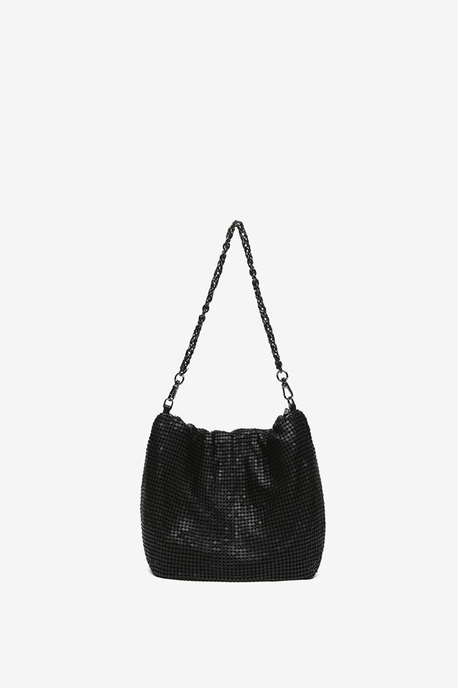 Abbacino Bolso de hombro en malla metálica negra Venta caliente