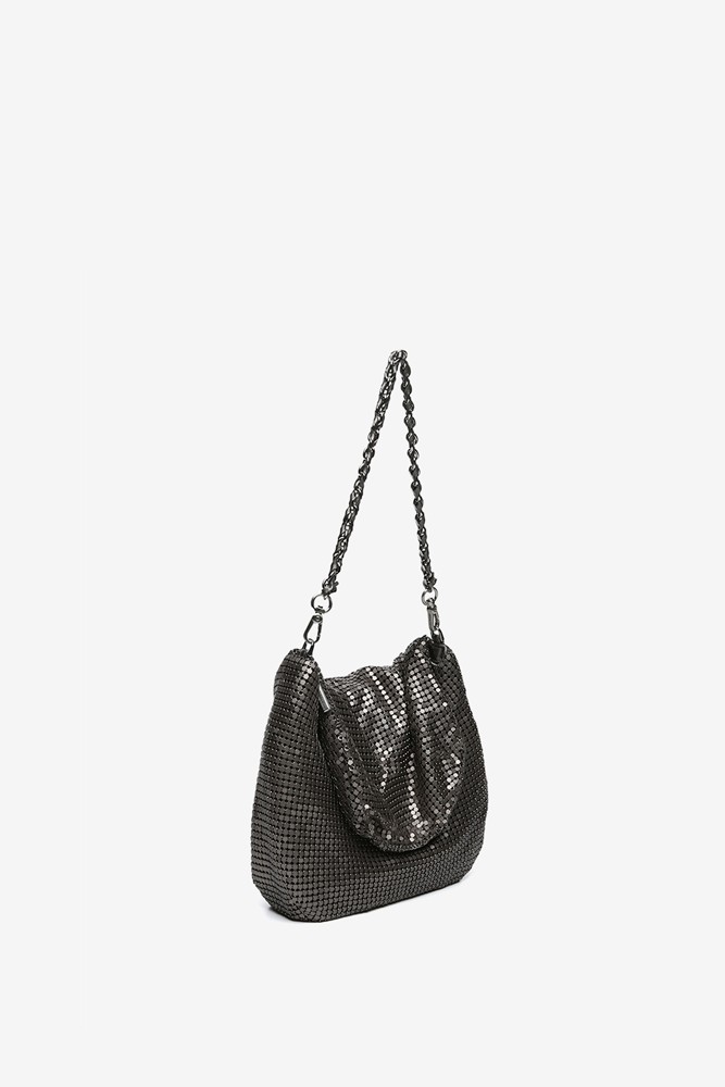 Abbacino Bolso de hombro en malla metálica plata