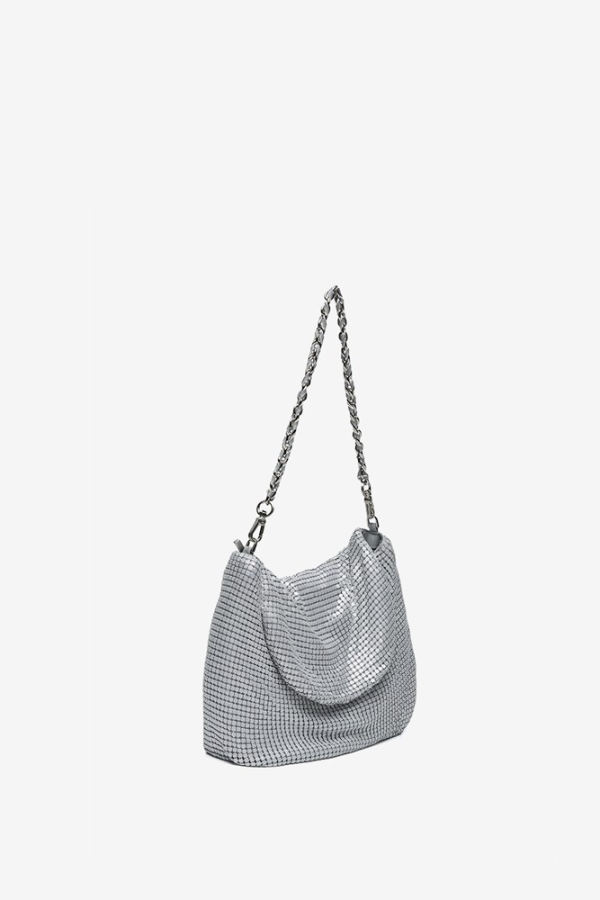 Abbacino Bolso de hombro en malla metálica blanca