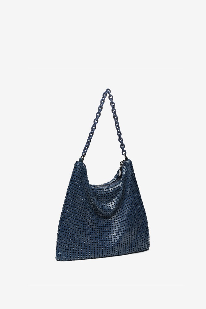 Abbacino Bolso hobo de fiesta en malla metálica en azul Oferta especial