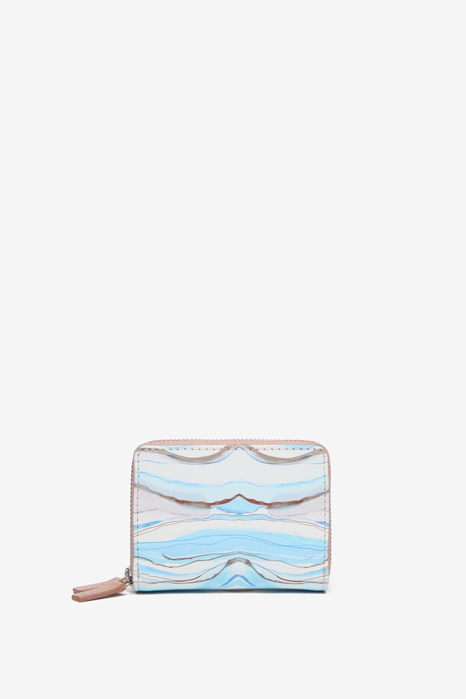 Abbacino Cartera pequeña de piel con estampado abstracto en azul Promoción por tiempo limitado