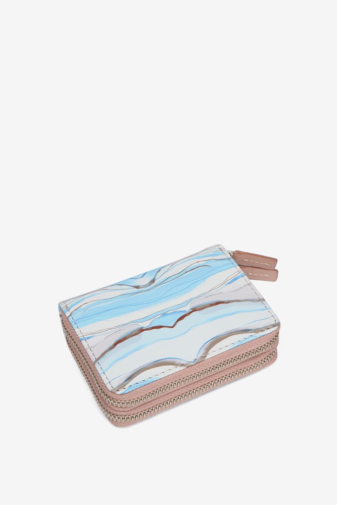 Abbacino Cartera pequeña de piel con estampado abstracto en azul Promoción por tiempo limitado