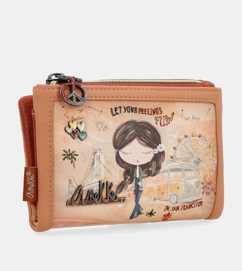 Anekke Peace & Love camel small RFID wallet