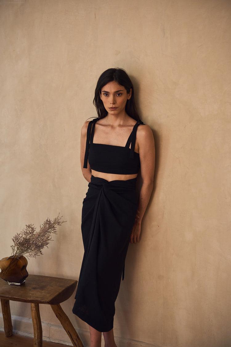 Camille Bali Black Tied Top Precio de fábrica