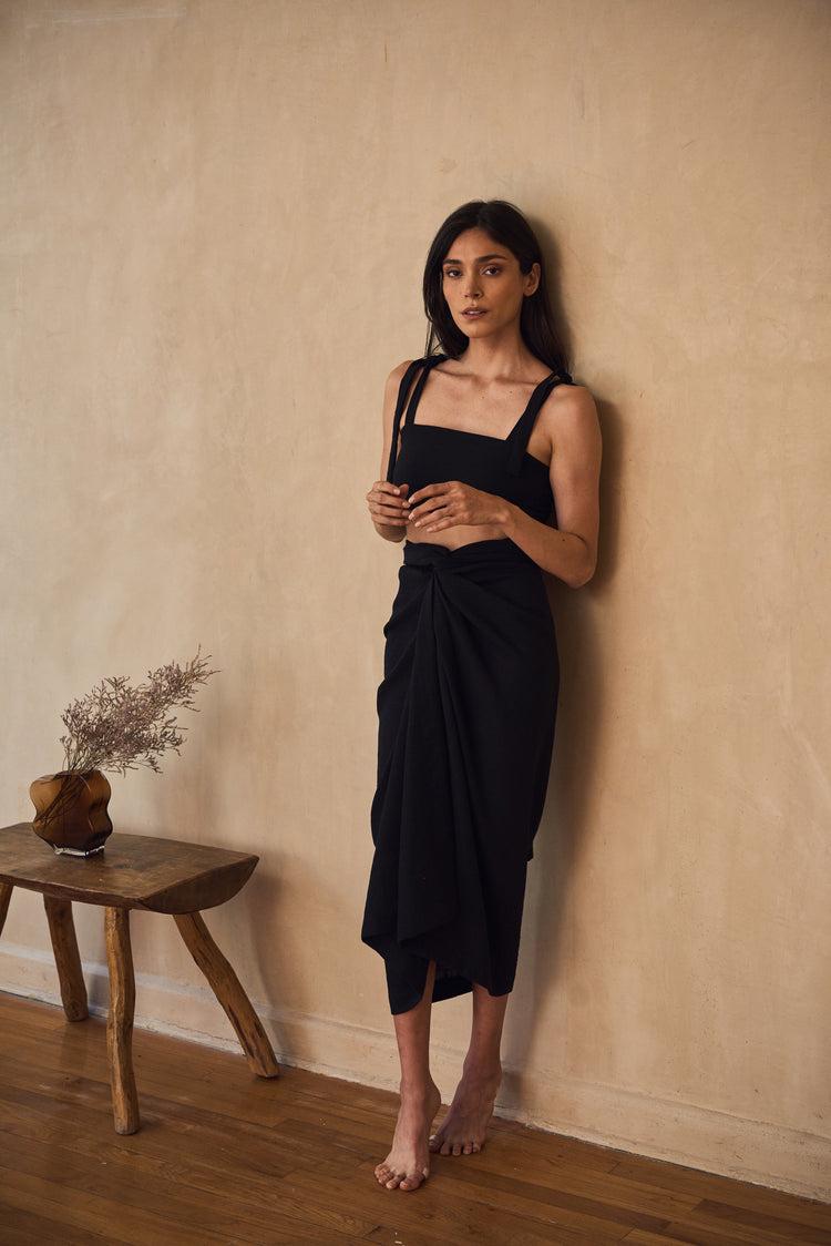 Camille Bali Black Wrap Pareo Promoción por tiempo limitado