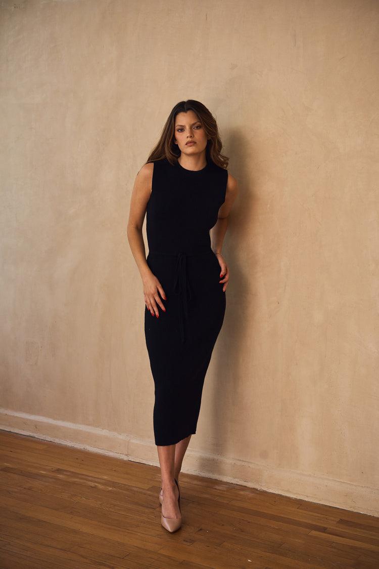 Camille Prague Black Knitted Dress Liquidación