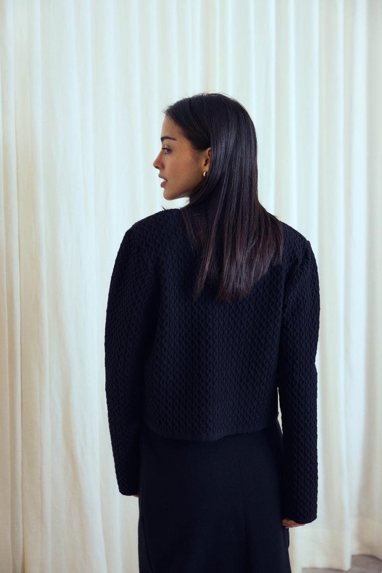Camille London Black Knitted Jacket Descuento por venta flash