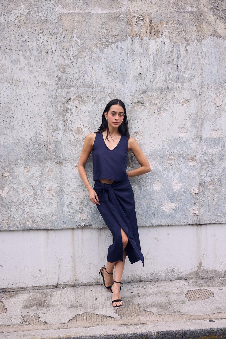 Camille Paris Navy Skirt Oferta especial