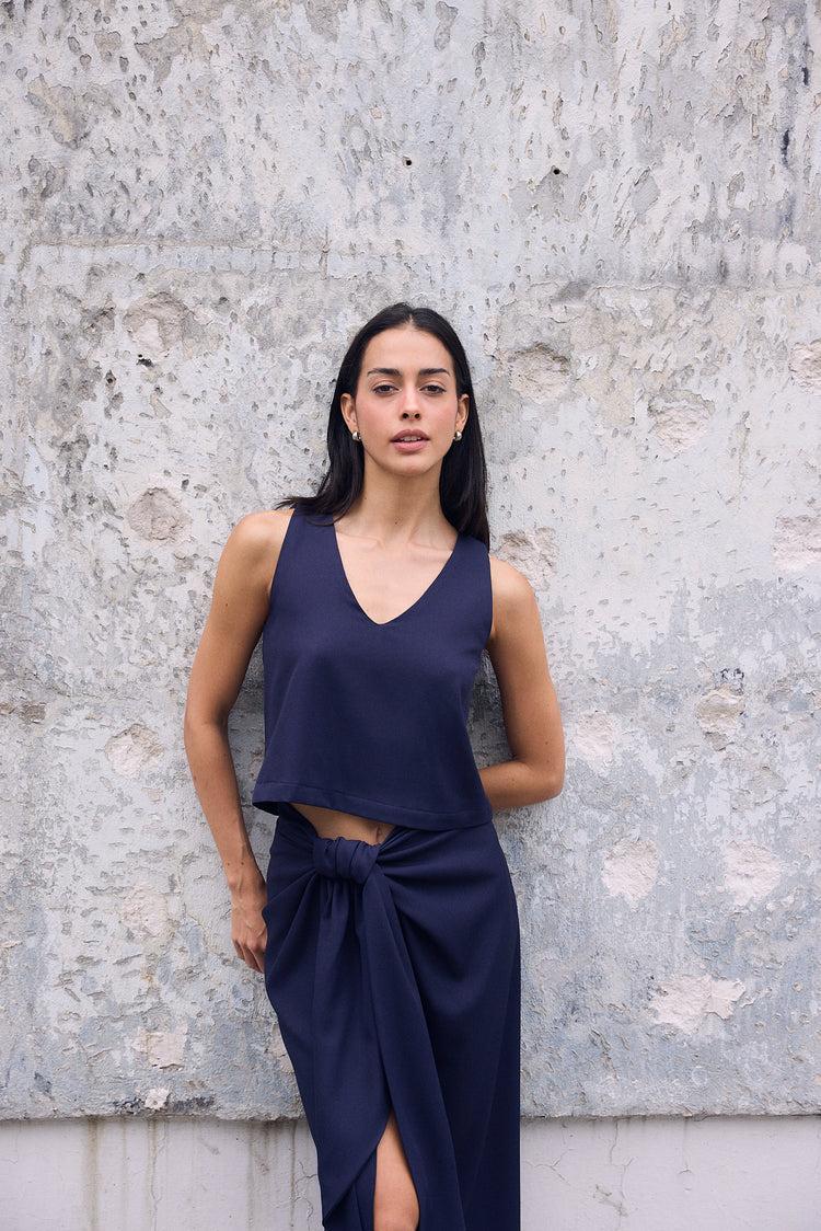 Camille Paris Navy Skirt Oferta especial