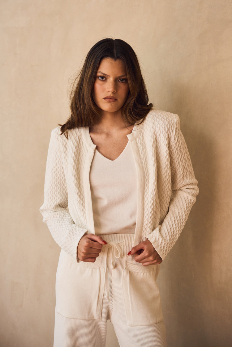 Camille London White Knitted Jacket Rebajas