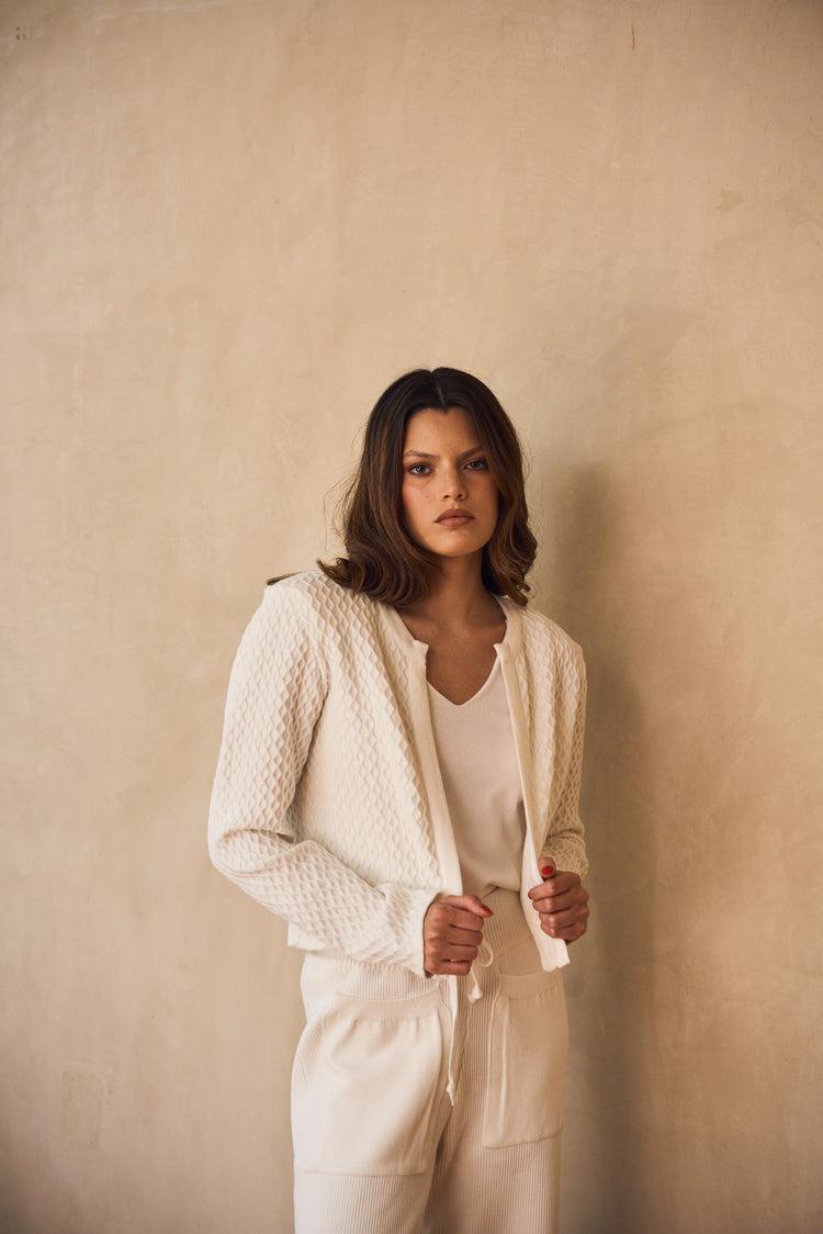 Camille London White Knitted Jacket Rebajas
