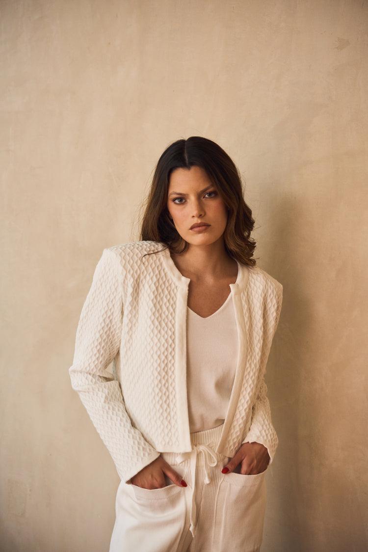 Camille London White Knitted Jacket Rebajas