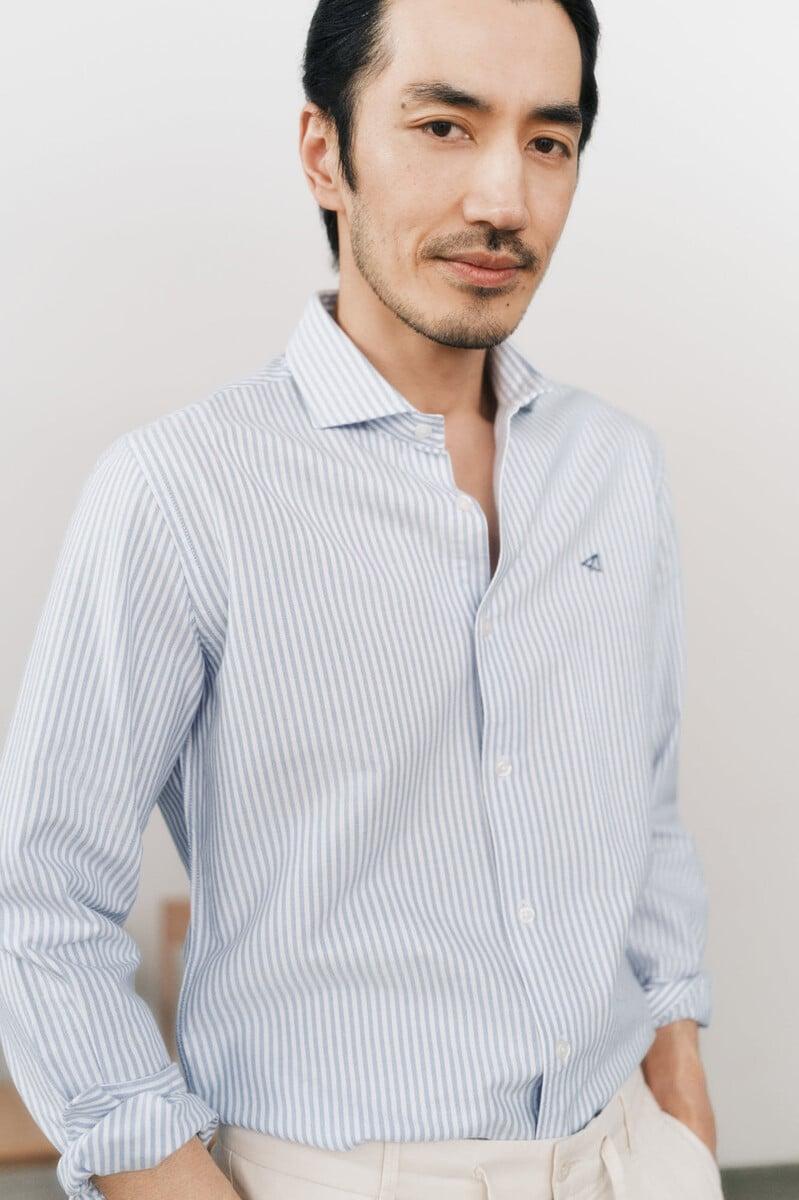 Cortefiel Camisa oxford raya candela manga larga Liquidación