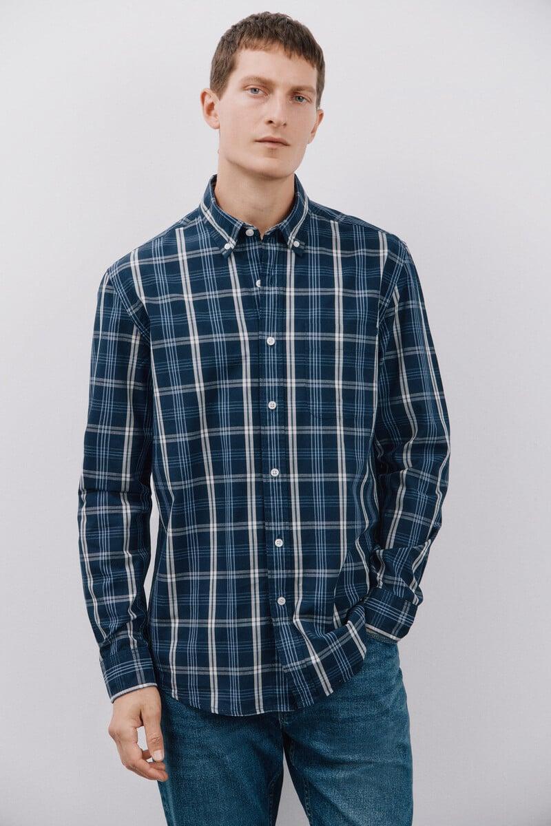 Cortefiel Camisa popelín cuadros Descuentos del mes