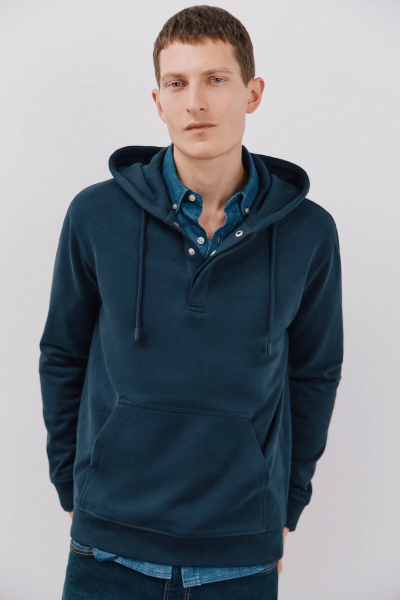 Cortefiel Sudadera capucha con botones Descuento por venta flash